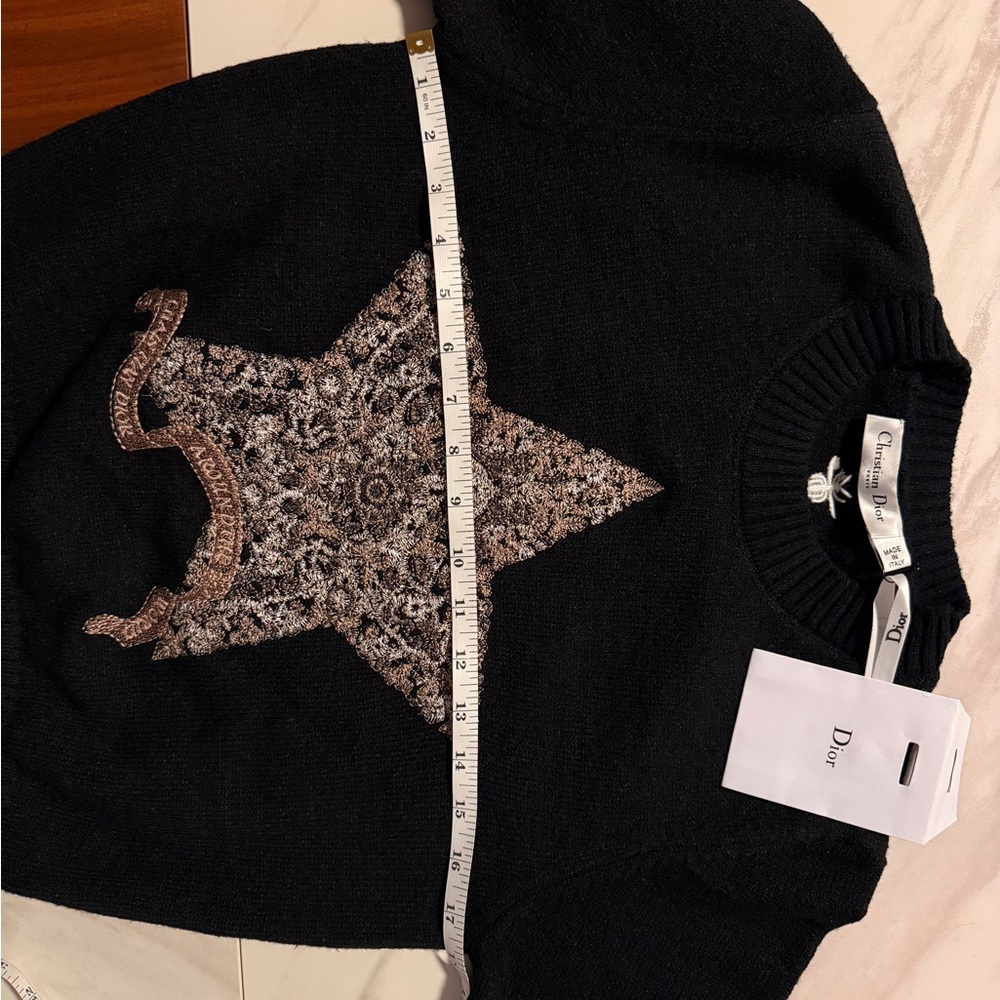 Dior Black Wool/ Cashmere Sweater with Rose-Gold Embellished Star - Picture 6 of 7